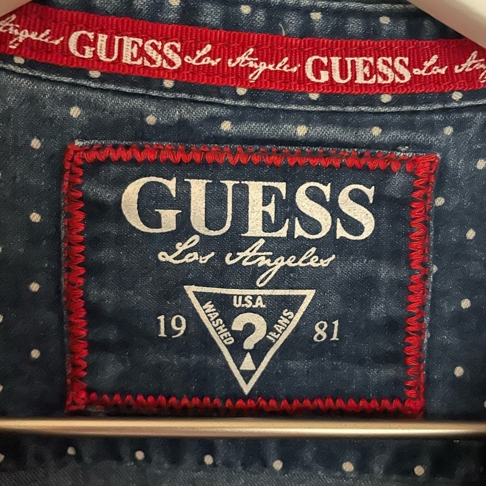Kids Girls Guess Denim Dress, Cap Sleeve, Snap Up with Dots, Size 14 Jean Dress - Picture 6 of 12